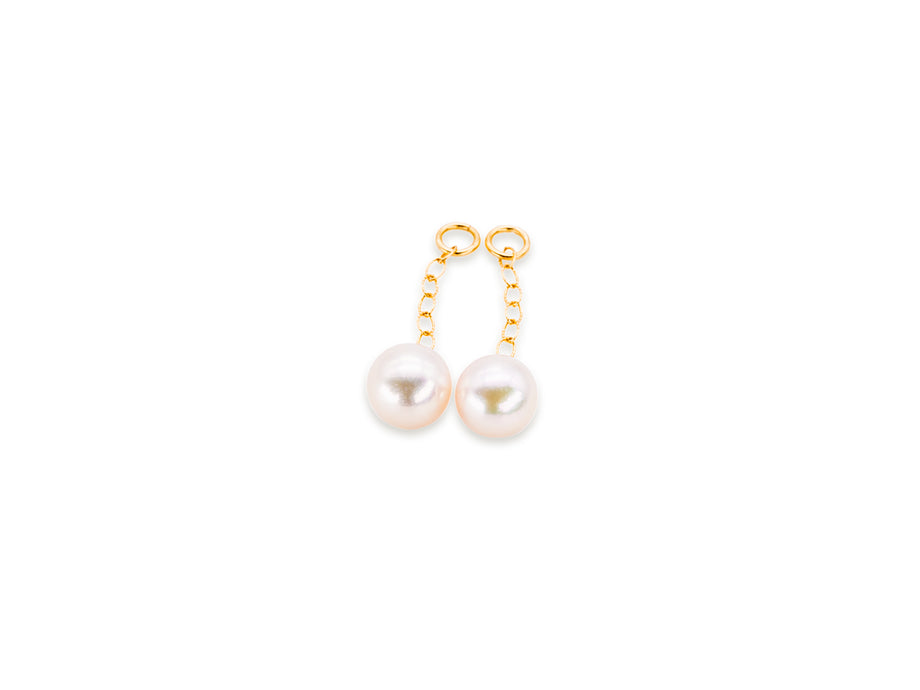K18 Luna Pearl Charm：アコヤパール ラウンド：チャームペア – Joy Jewel